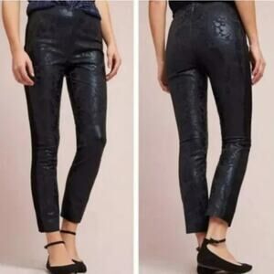 Anthropologie Essential Skinny Floral Velvet Tuxedo Pants Women's Size 4